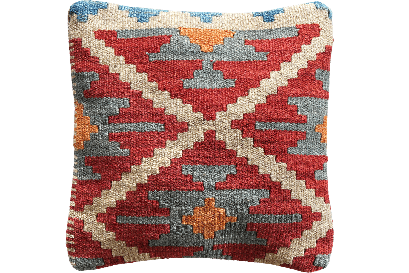 Kelim Kissen — Handmade, 40x40 cm, Multicolor, 100% Virgin Wool | Main view