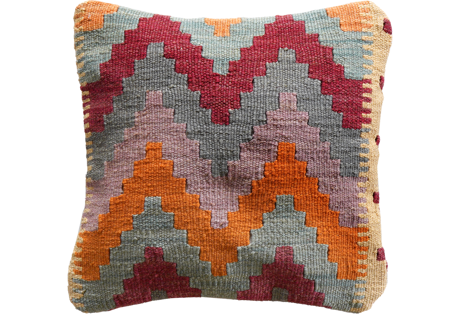 Kelim Kissen — Handgefertigt, 40x40 cm, Bunt, 100% Virgin Wool | Main view