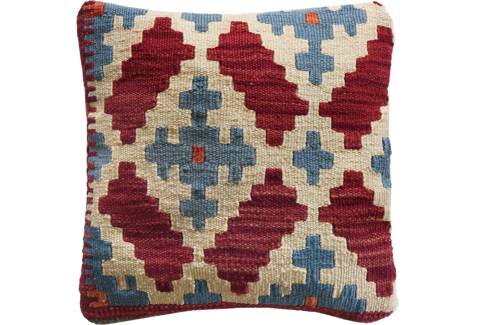 Kelim Kissen — Handgefertigt, 40x40 cm, Bunt, 100% Virgin Wool | Main view