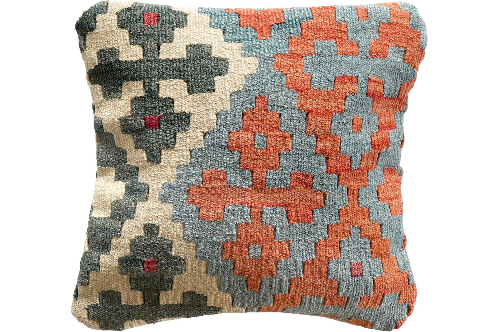 Kelim Kissen — Handgefertigt, 40x40 cm, Bunt, 100% Virgin Wool | Main view
