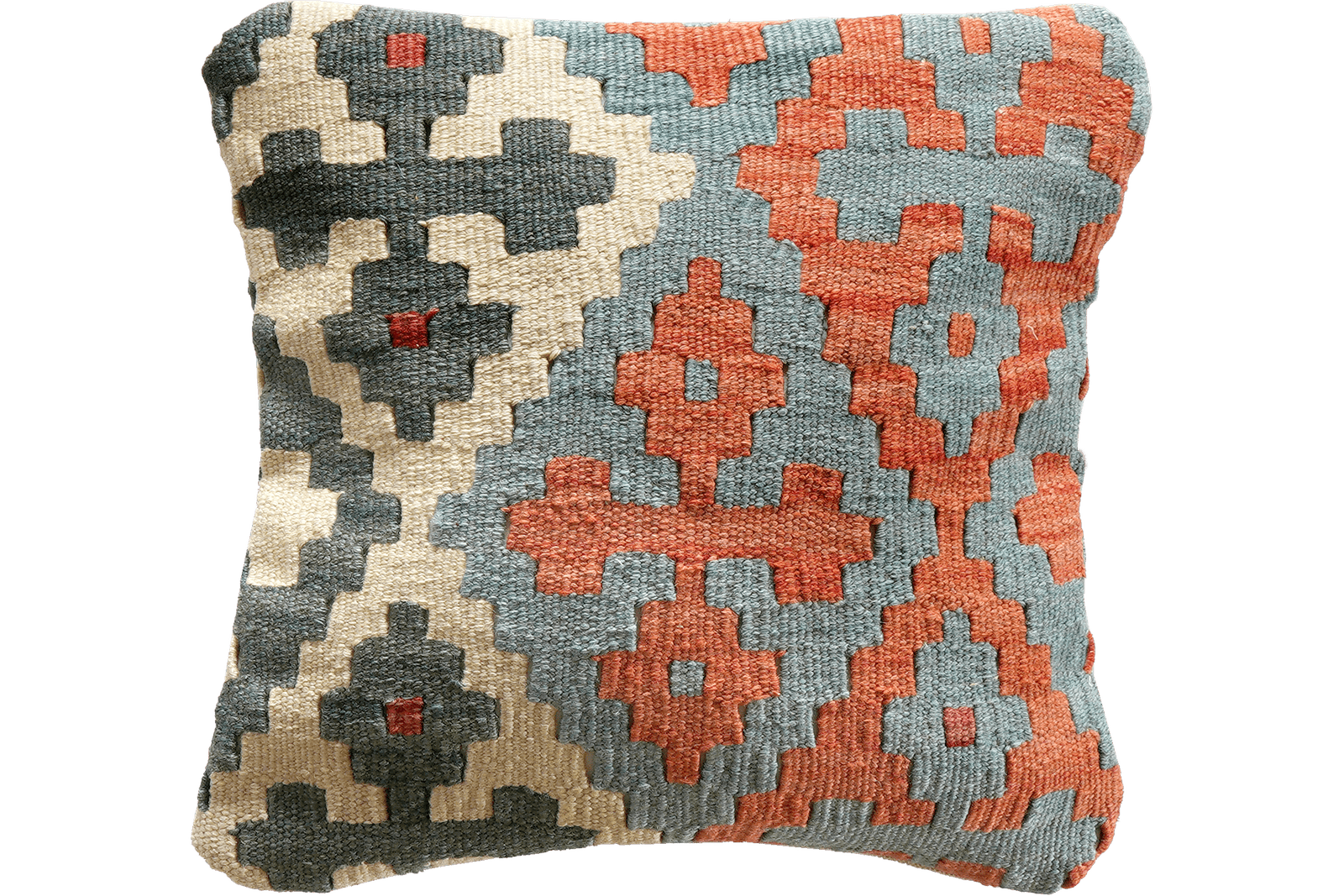 Kelim Kissen — Handmade, 40x40 cm, Multicolor, 100% Virgin Wool | Main view