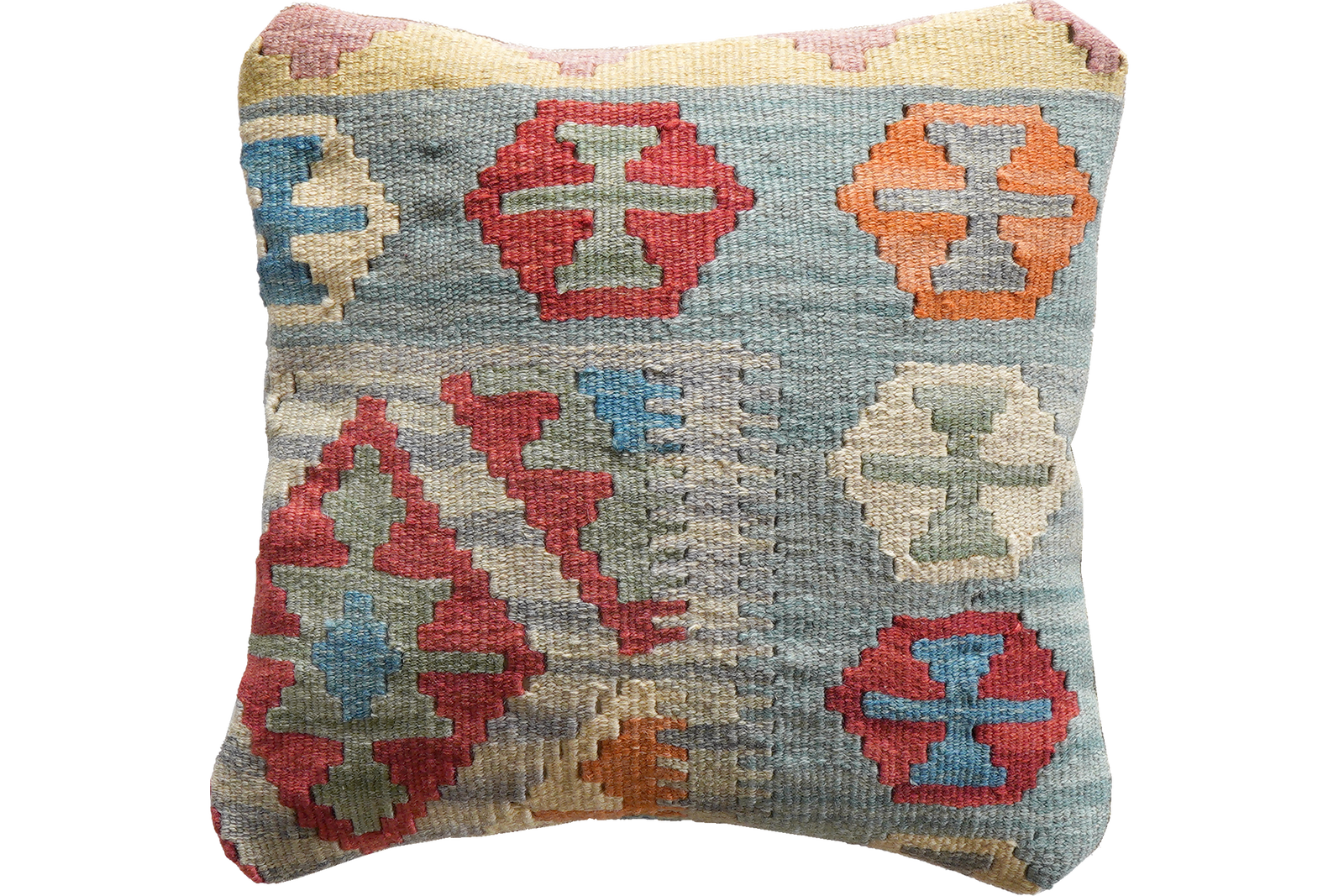 Kelim Kissen — Handgefertigt, 40x40 cm, Bunt, 100% Virgin Wool | Main view