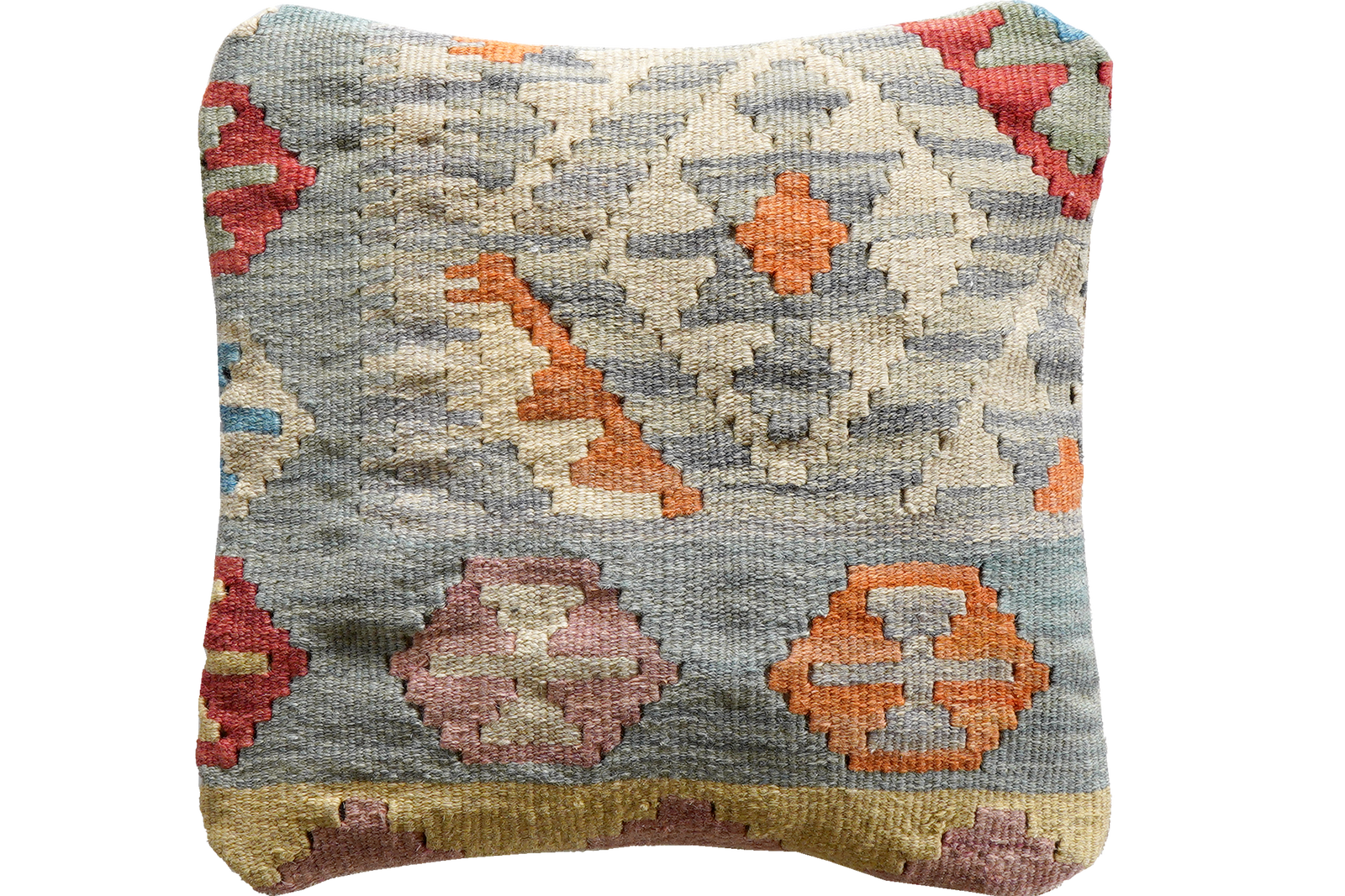 Kelim Kissen — Handgefertigt, 40x40 cm, Bunt, 100% Virgin Wool | Main view