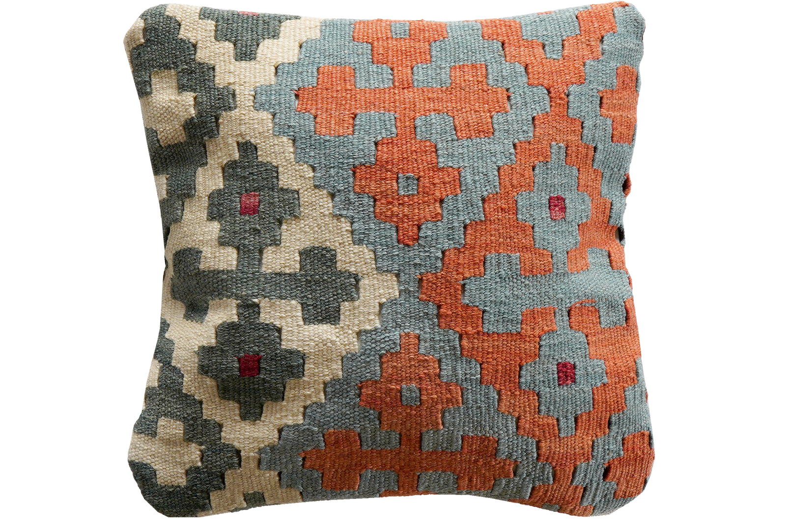 Kelim Kissen — Handgefertigt, 40x40 cm, Bunt, 100% Virgin Wool | Main view