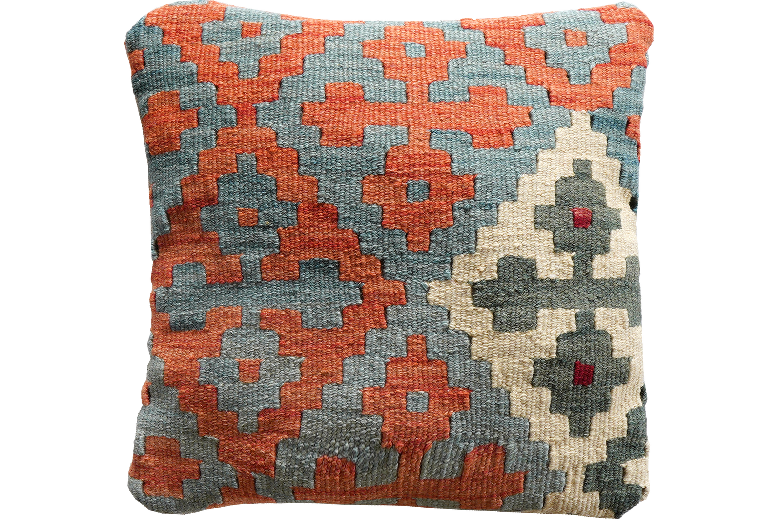 Kelim Kissen — Handgefertigt, 40x40 cm, Bunt, 100% Virgin Wool | Main view
