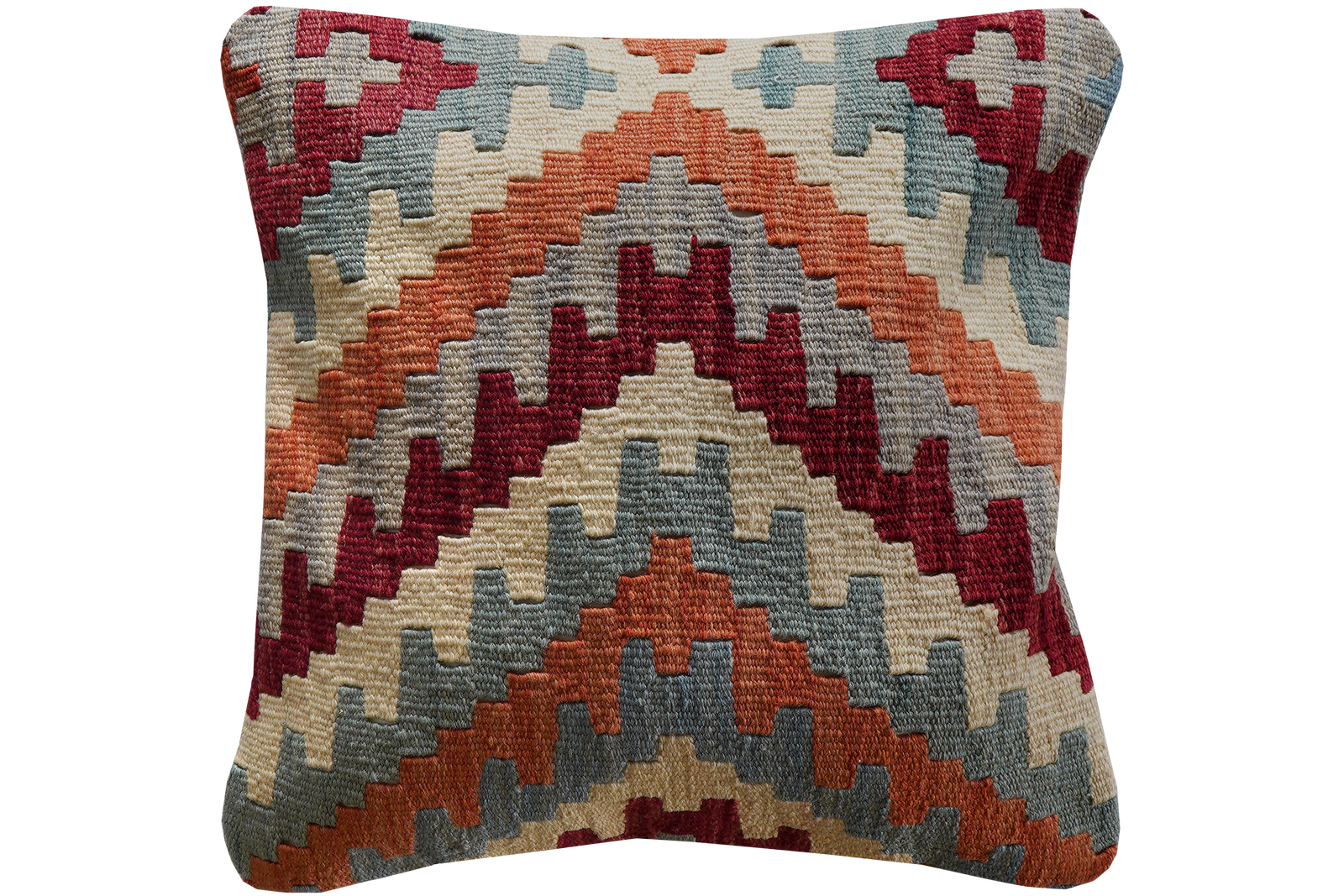 Kelim Kissen — Handgefertigt, 50x50 cm, Bunt, 100% Virgin Wool | Main view