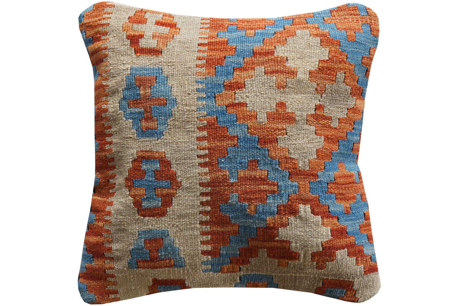 Kelim Kissen — Handgefertigt, 50x50 cm, Bunt, 100% Virgin Wool | Main view