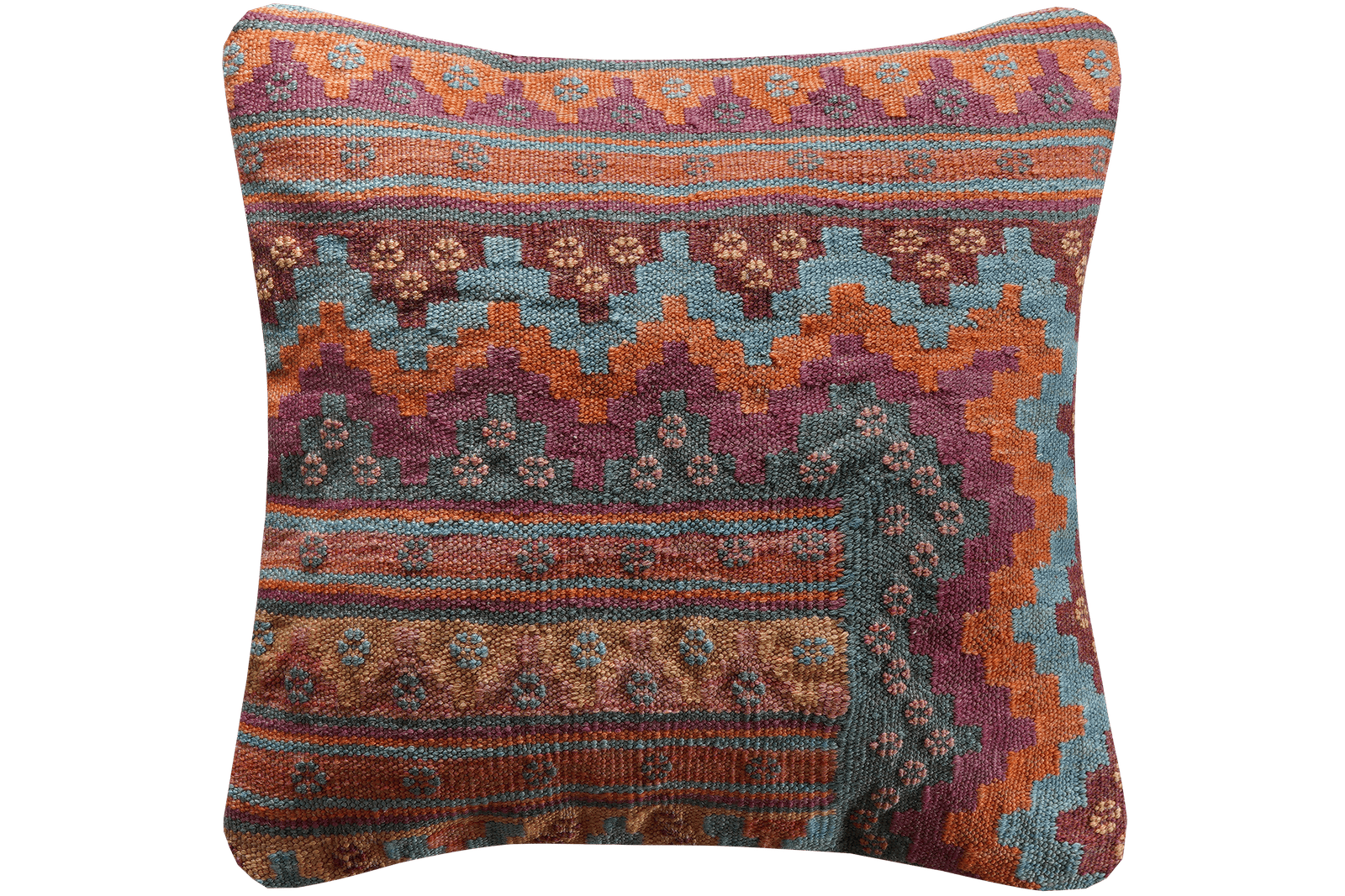 Kelim Kissen — Handmade, 50x50 cm, Multicolor, 100% Virgin Wool | Main view