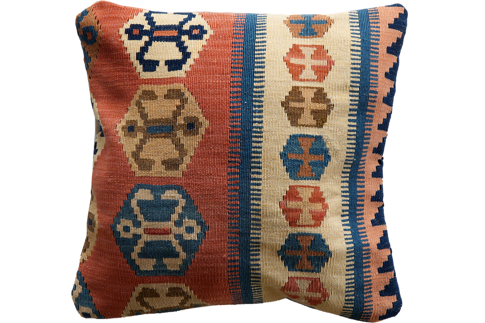 Kelim Kissen — Handgefertigt, 50x50 cm, Bunt, 100% Virgin Wool | Main view