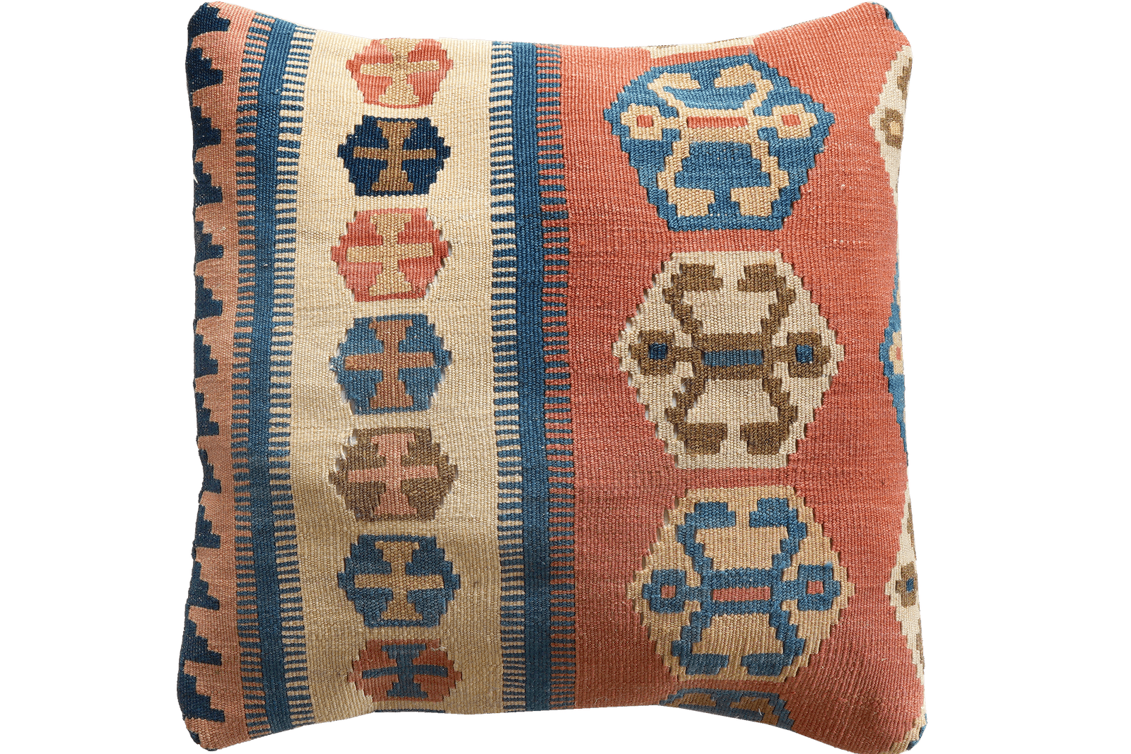 Kelim Kissen — Handmade, 50x50 cm, Multicolor, 100% Virgin Wool | Main view
