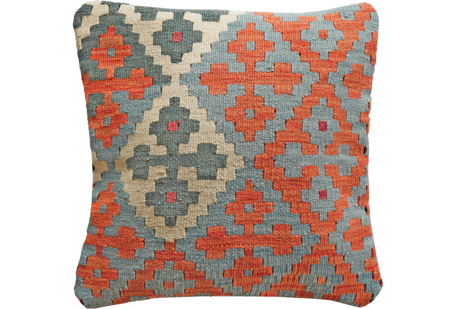 Kelim Kissen — Handgefertigt, 50x50 cm, Bunt, 100% Virgin Wool | Main view