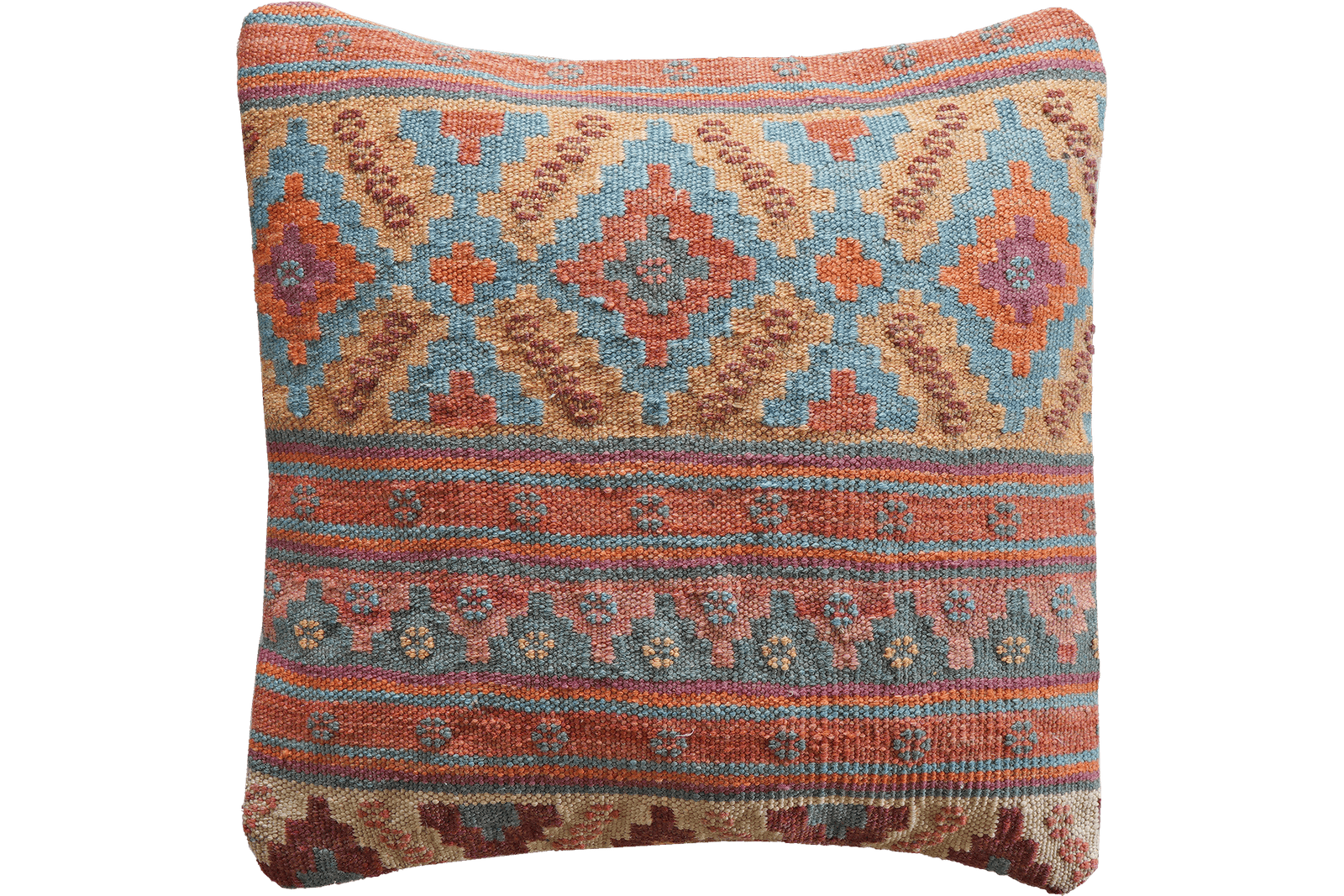 Kelim Kissen — Handmade, 50x50 cm, Multicolor, 100% Virgin Wool | Main view