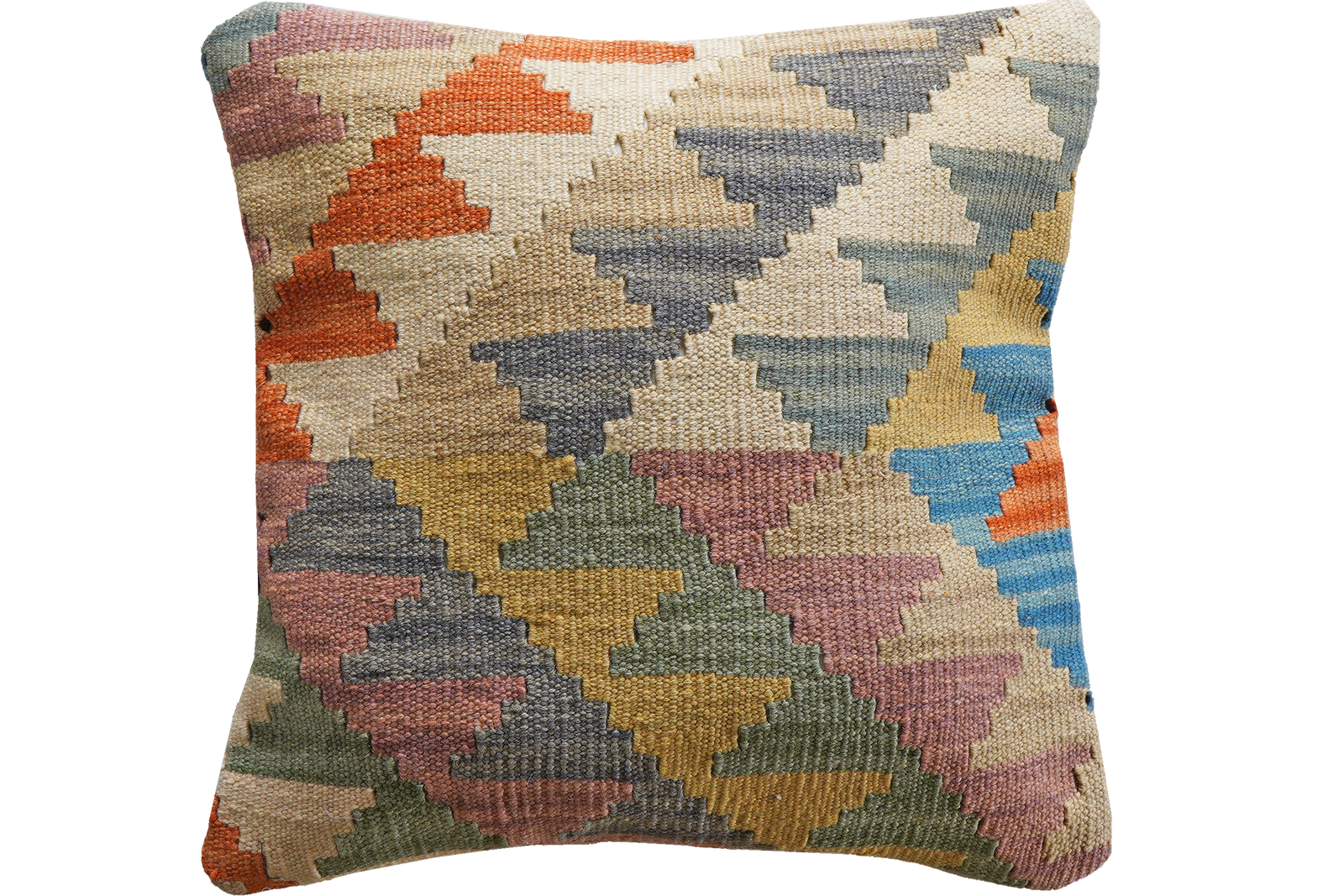 Kelim Kissen — Handgefertigt, 50x50 cm, Bunt, 100% Virgin Wool | Main view