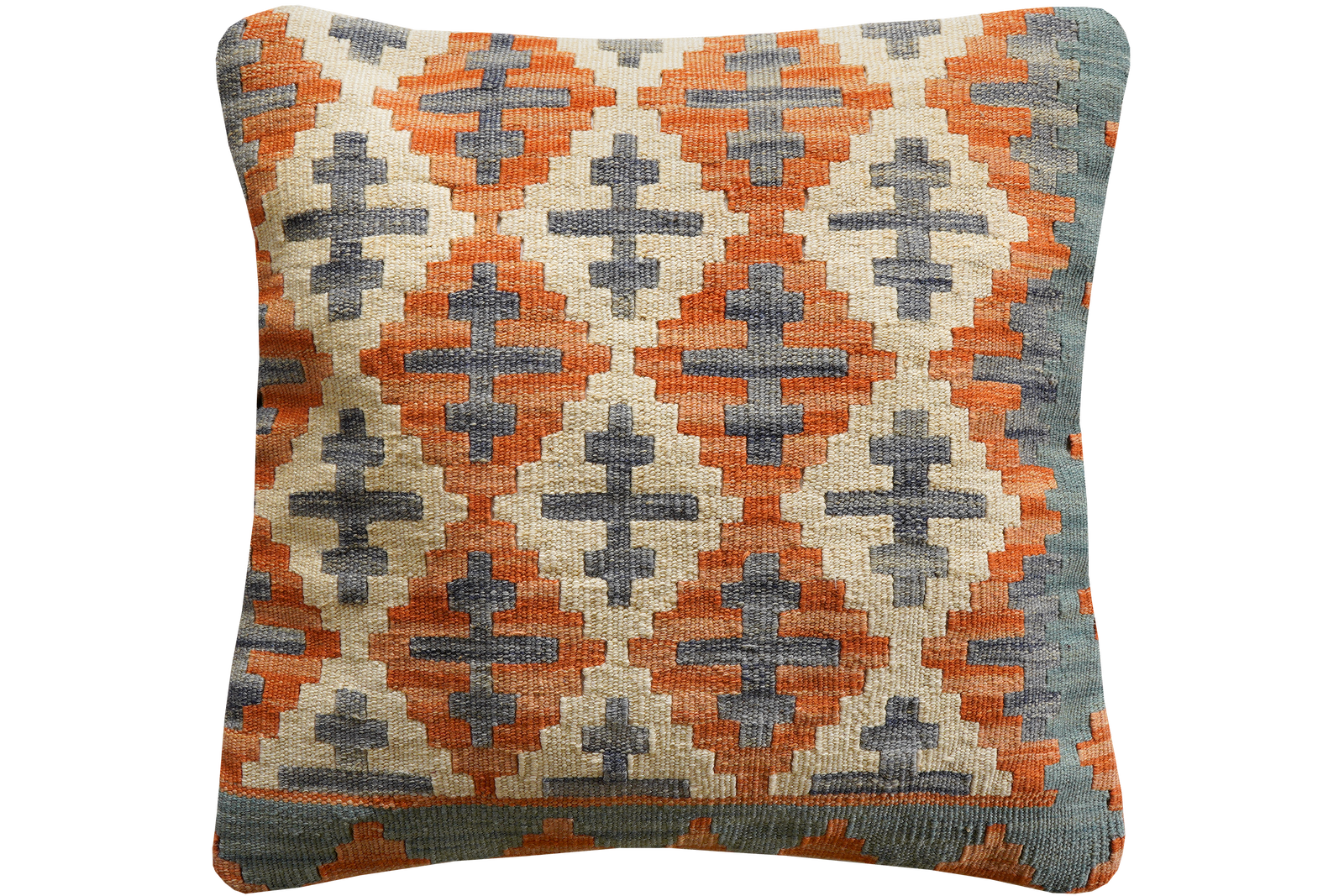 Kelim Kissen — Handgefertigt, 65x65 cm, Bunt, 100% Virgin Wool | Main view