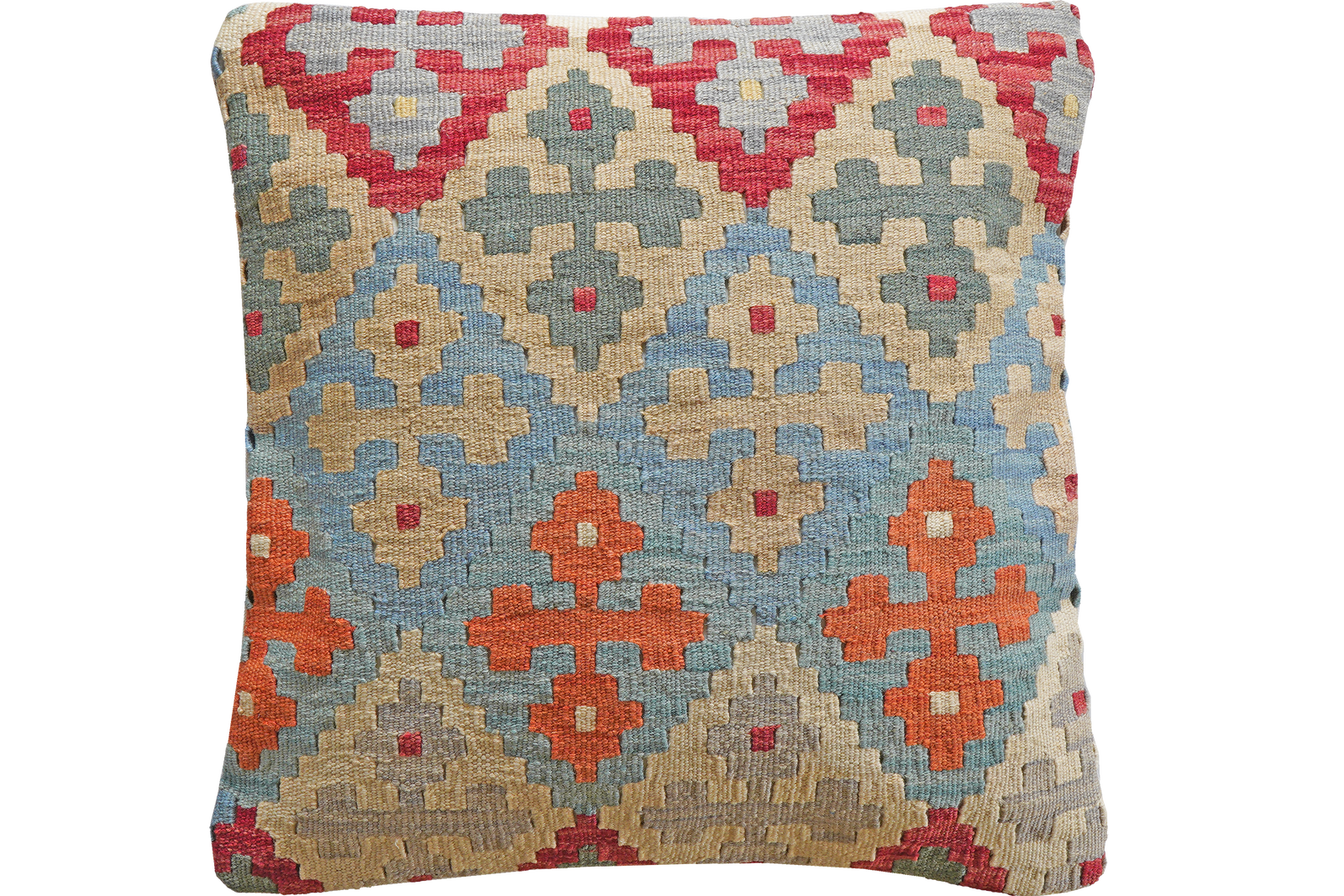 Kelim Kissen — Handgefertigt, 65x65 cm, Bunt, 100% Virgin Wool | Main view