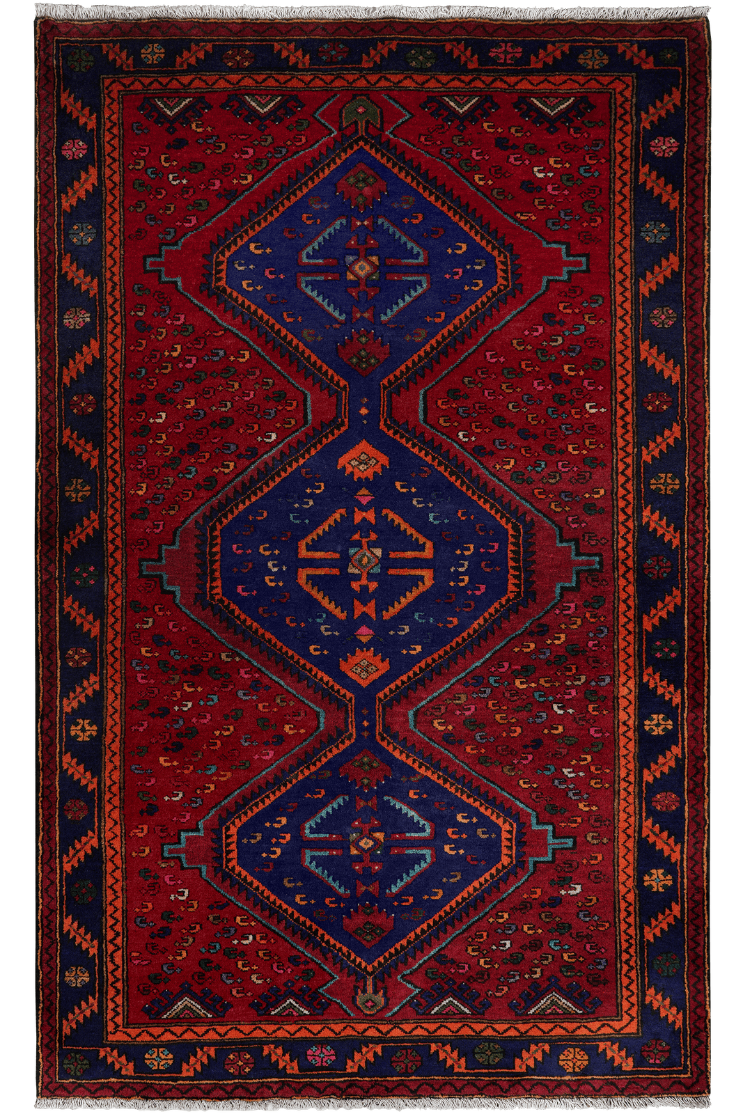 Khamseh — Hand-knotted, 148x241 cm, Red, 100% Virgin Wool | Main view