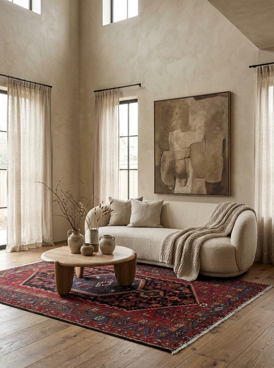 Khamseh — Handgefertigt, 226x138 cm, Blau, 100% Virgin Wool | Detail view