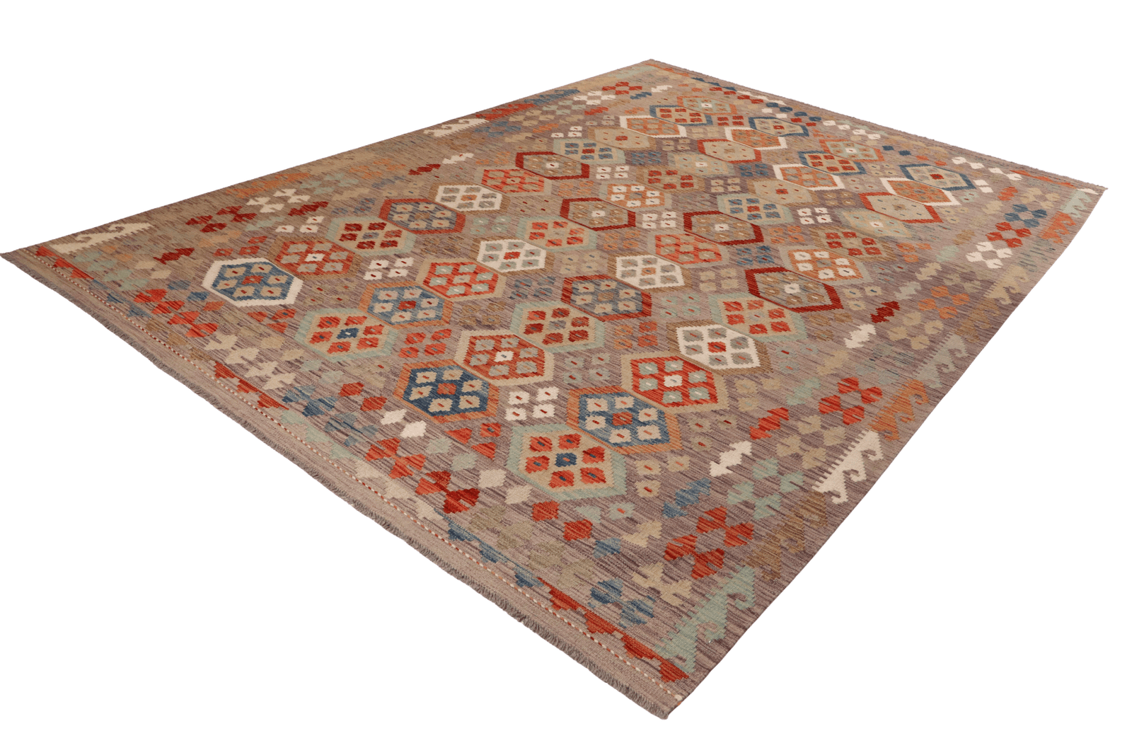 Kelim — Handmade, 207x304 cm, Grey, 100% Virgin Wool | View 6