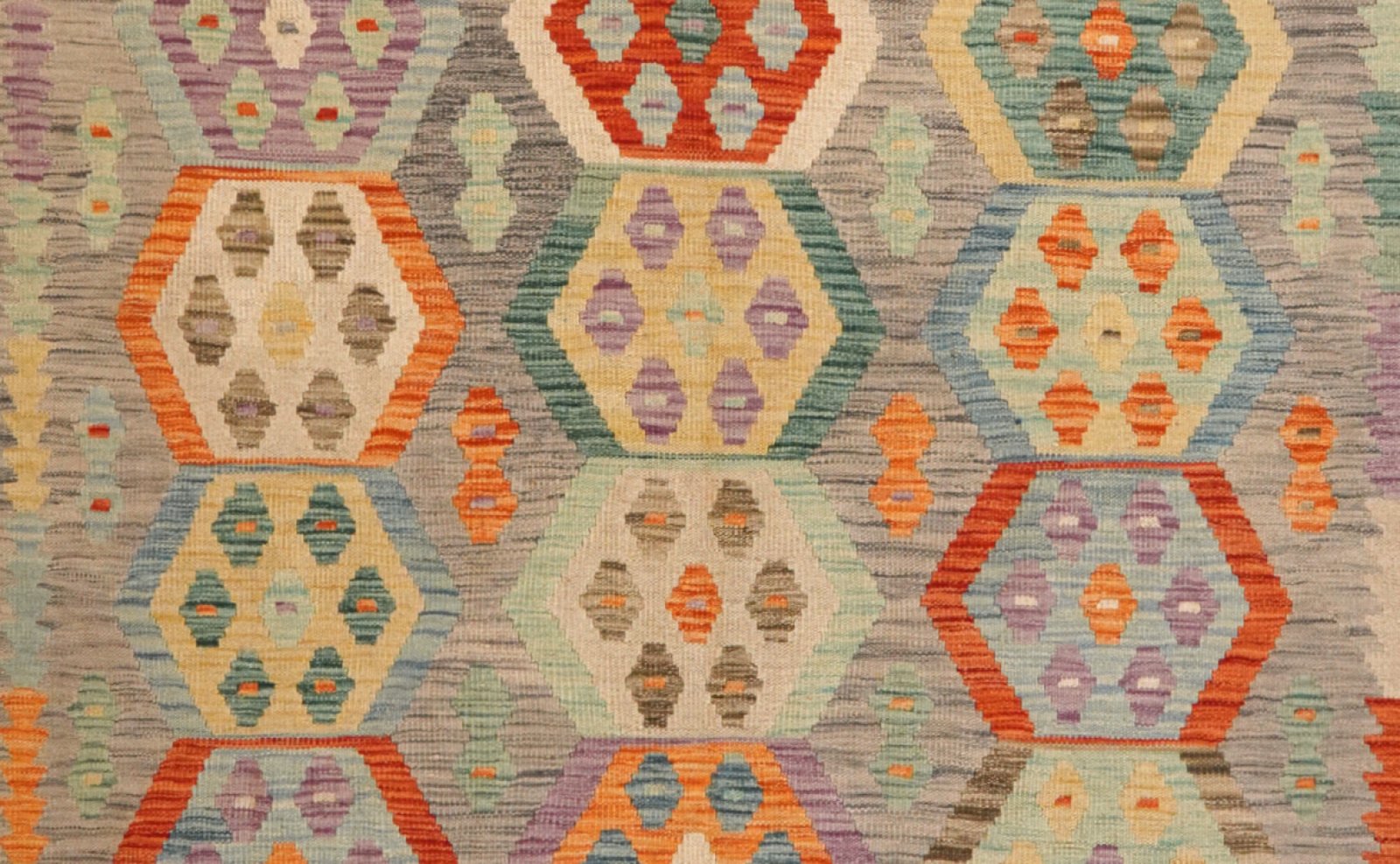 Kelim — Handmade, 206x293 cm, Grey, 100% Virgin Wool | View 4