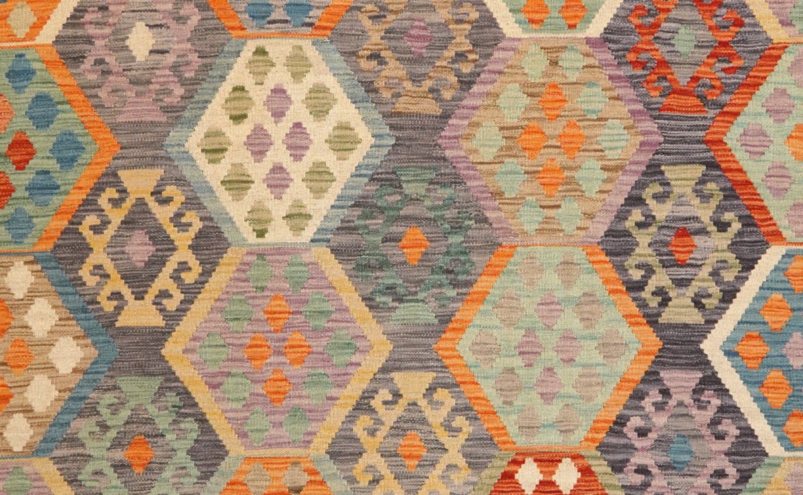 Kelim — Handmade, 204x297 cm, Grey, 100% Virgin Wool | View 4