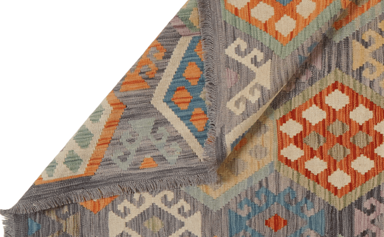 Kelim — Handmade, 204x297 cm, Grey, 100% Virgin Wool | View 5