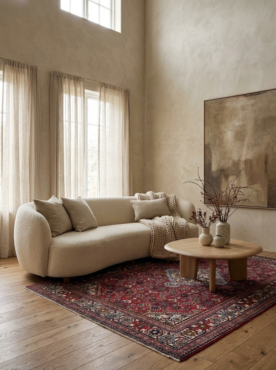 Assadabad — Handgefertigt, 193x126 cm, Beige, 100% Virgin Wool | Detail view