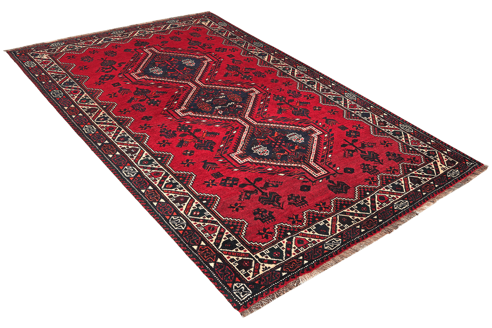 Gashgai — Hand-knotted, 159x214 cm, Red, 100% Virgin Wool | View 4