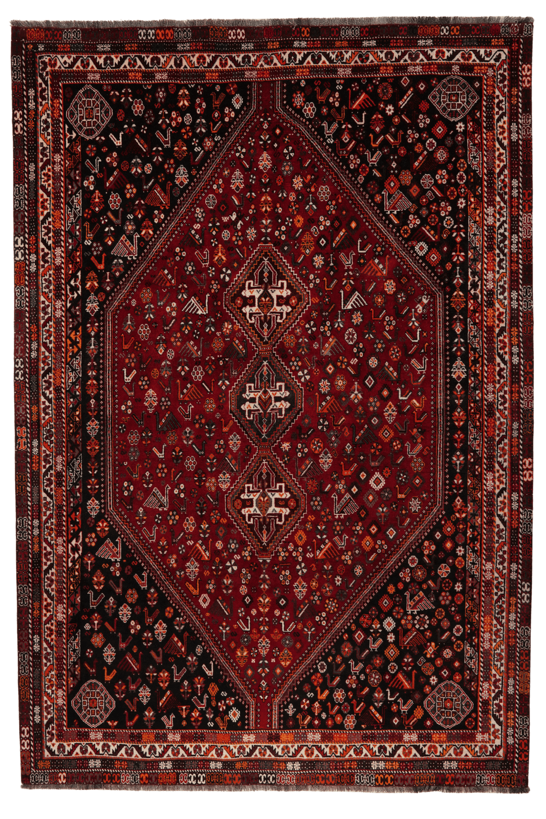 Gashgai — Hand-knotted, 219x320 cm, Red, 100% Virgin Wool | Main view