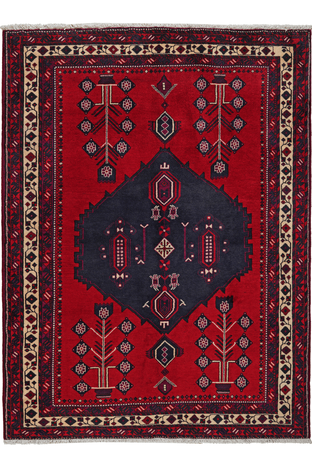 Afshar — Hand-knotted, 156x212 cm, Red, 100% Virgin Wool | Main view