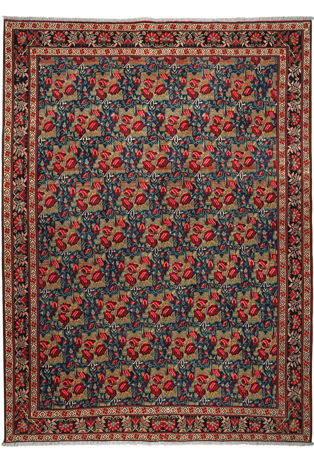 Afshar — Hand-knotted, 210x295 cm, Blue, 100% Virgin Wool | Main view