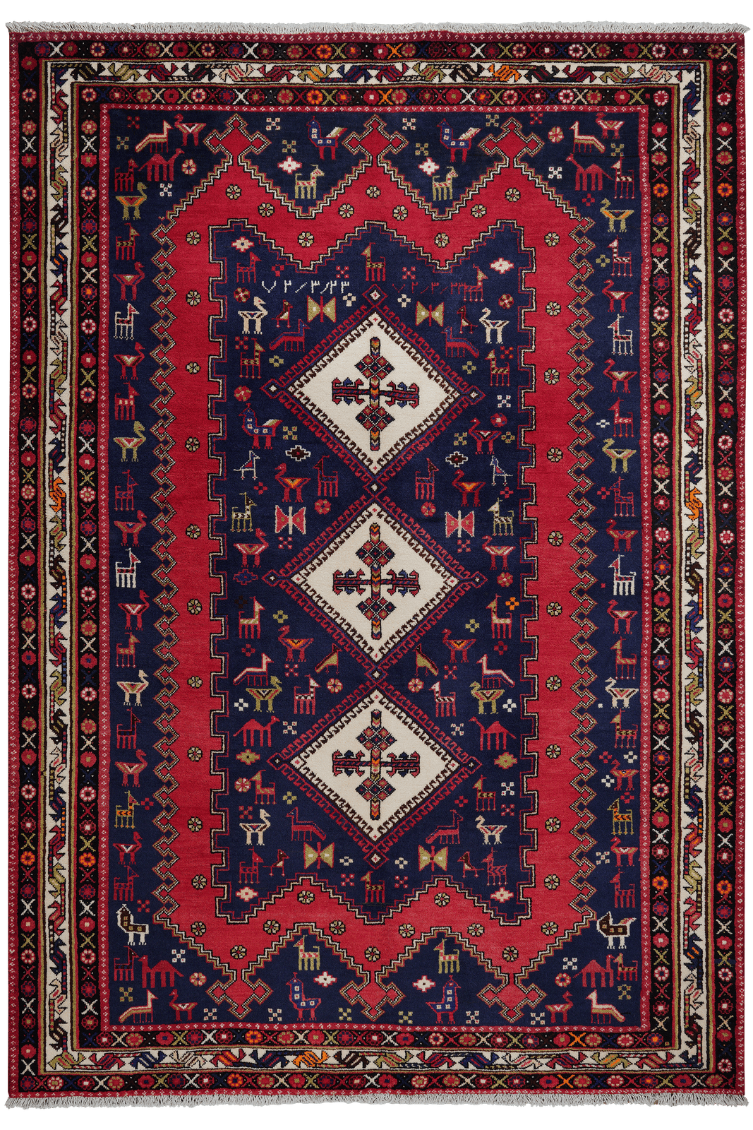 Afshar — Hand-knotted, 166x243 cm, Blue, 100% Virgin Wool | Main view