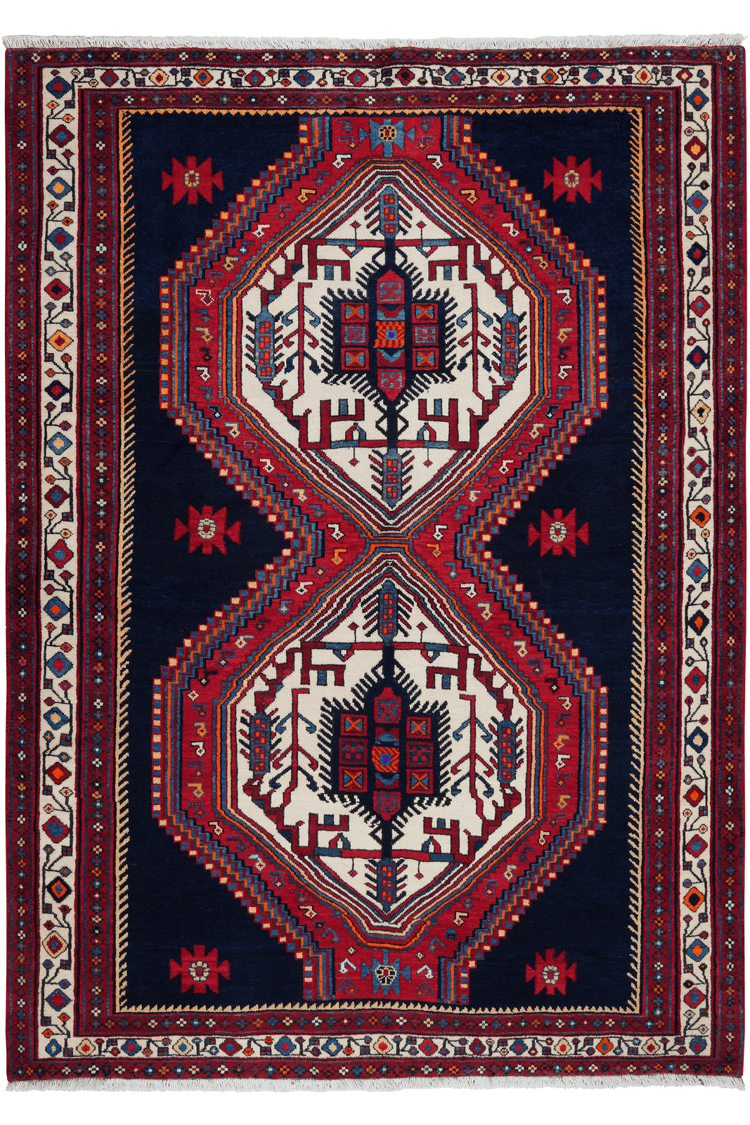 Afshar — Hand-knotted, 162x229 cm, Blue, 100% Virgin Wool | Main view