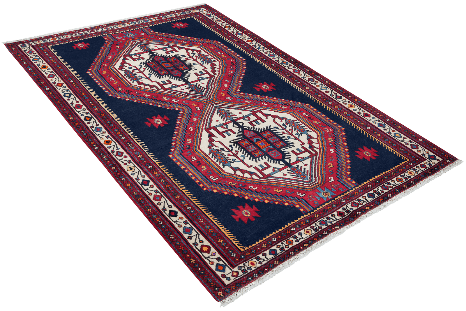 Afshar — Hand-knotted, 162x229 cm, Blue, 100% Virgin Wool | View 4