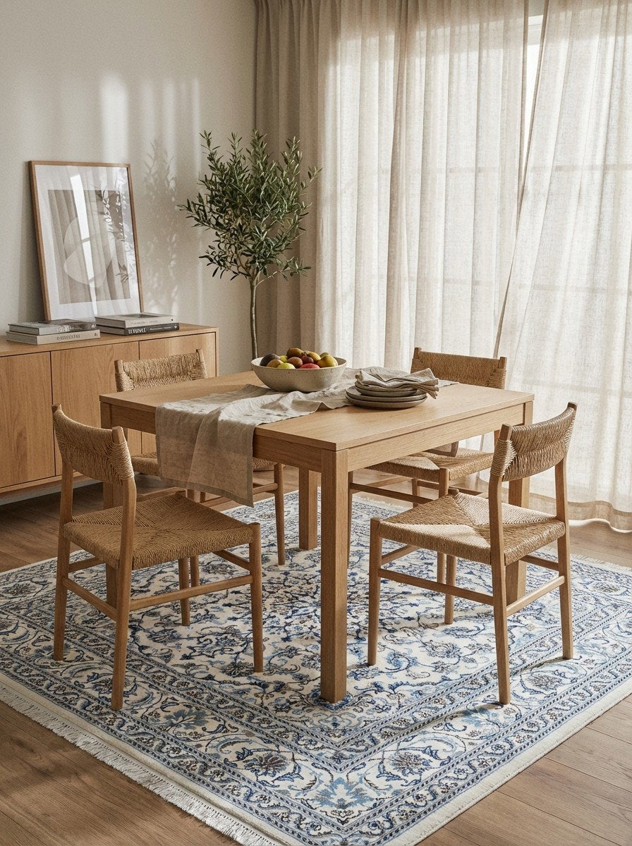 Nain 12La — Handgefertigt, 198x197 cm, Beige, 100% Virgin Wool | Detail view