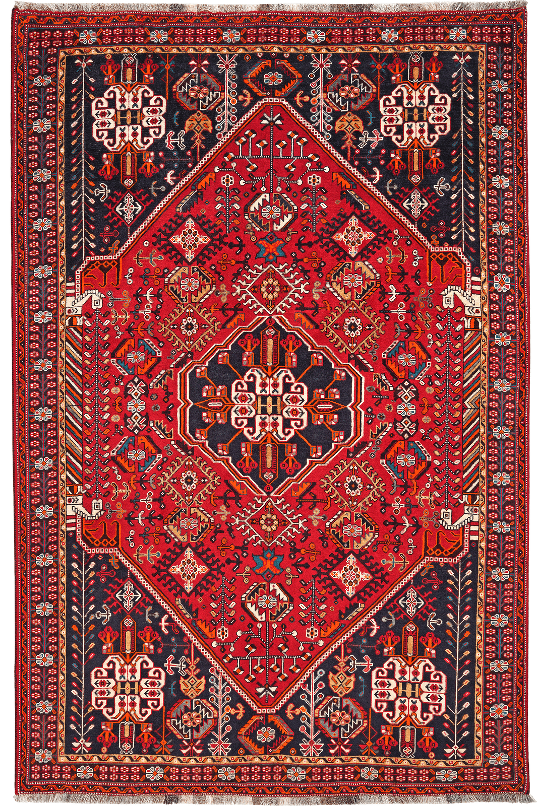 Gashgai — Hand-knotted, 162x244 cm, Red, 100% Virgin Wool | Main view