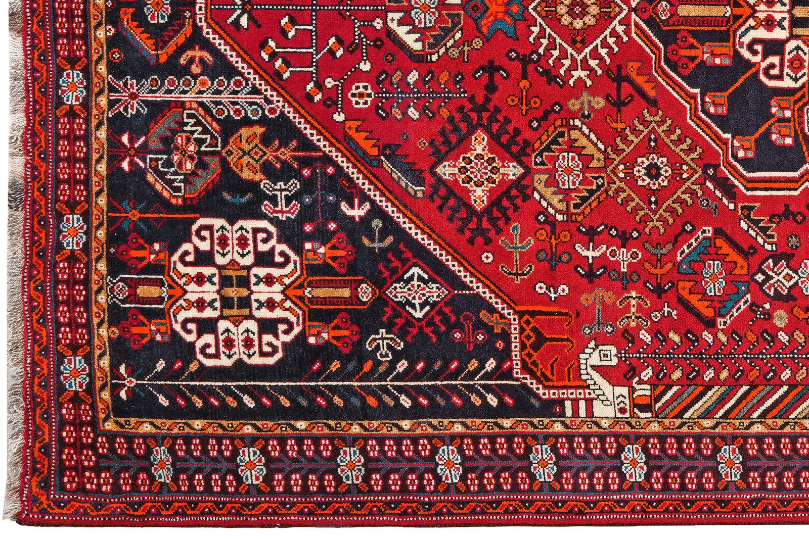 Gashgai — Hand-knotted, 162x244 cm, Red, 100% Virgin Wool | View 3