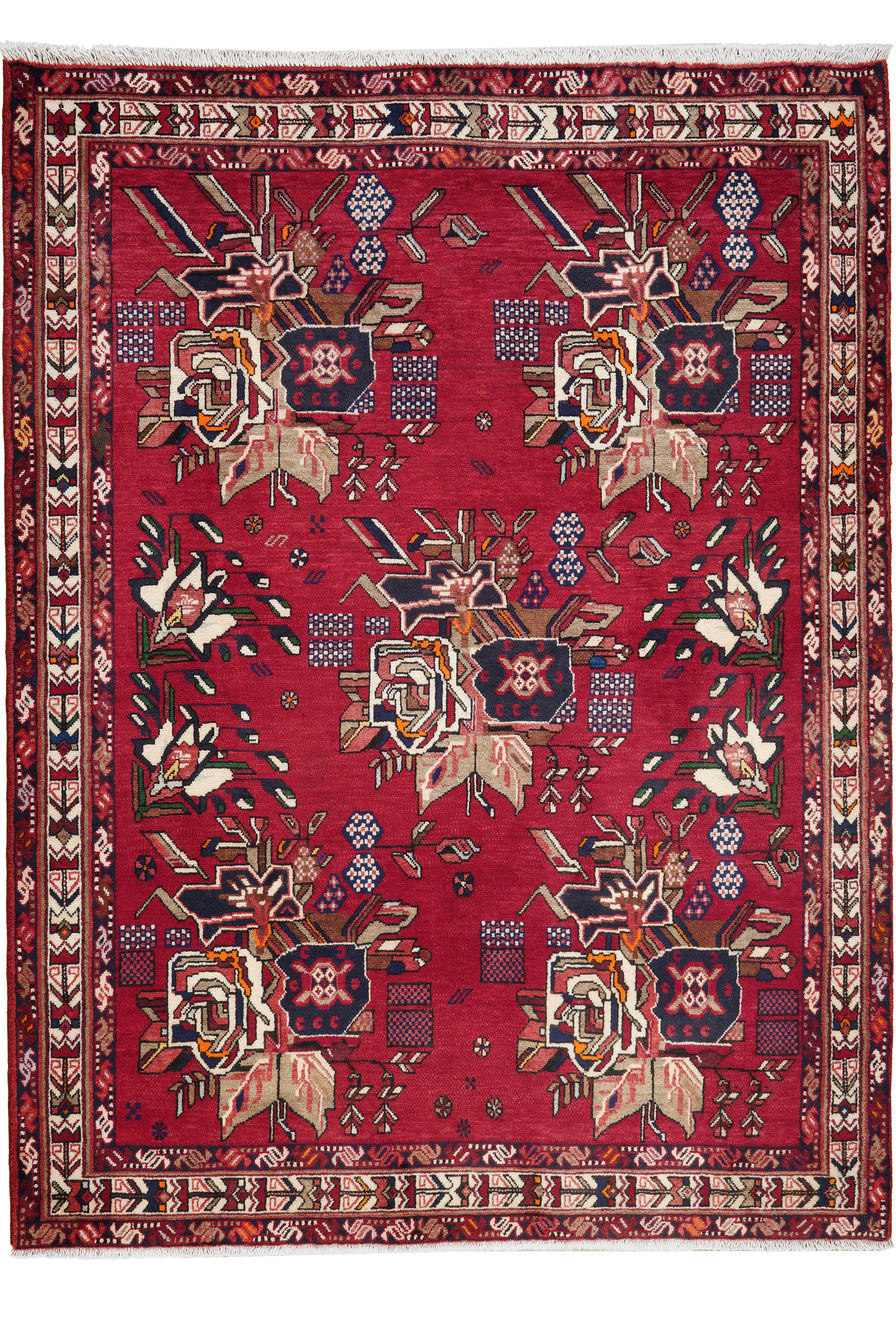 Afshar — Handgefertigt, 182x136 cm, Beige, 100% Virgin Wool | Main view