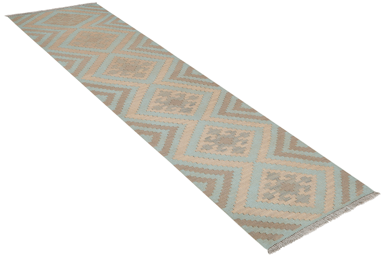 Kelim Gashgai — Handmade, 57x210 cm, Green, 100% Virgin Wool | View 4