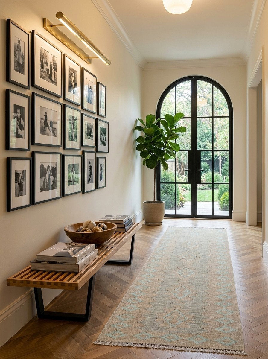 Kelim Gashgai — Handgefertigt, 200x58 cm, Beige, 100% Virgin Wool | Detail view