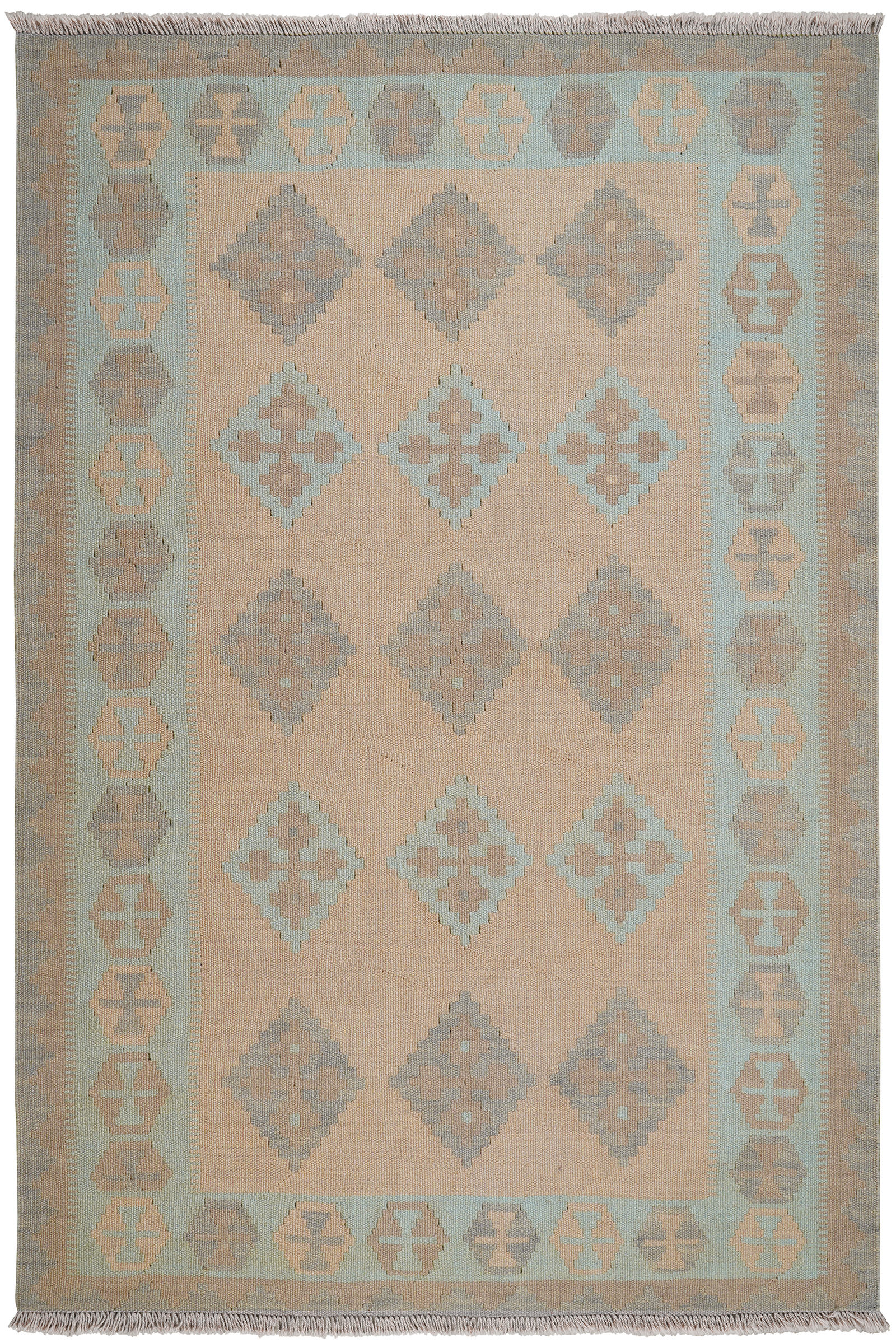 Kelim Gashgai — Handgefertigt, 177x118 cm, Grün, 100% Virgin Wool | Main view