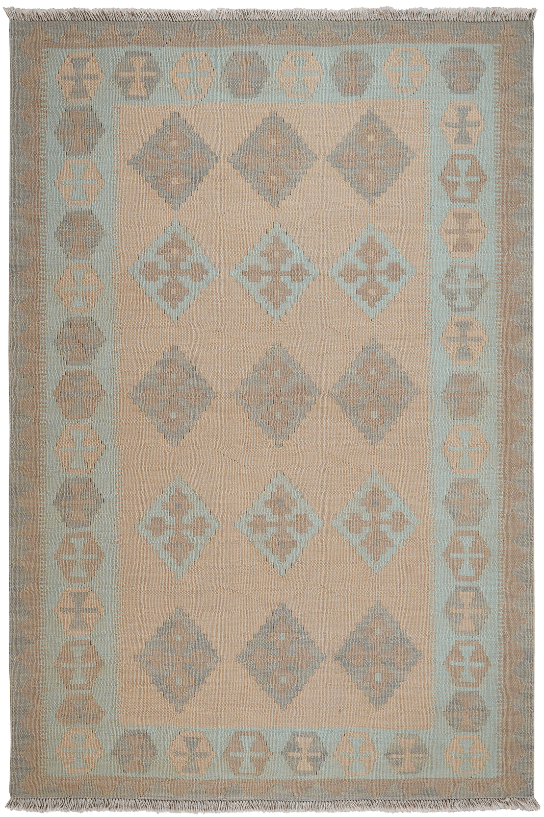 Kelim Gashgai — Handmade, 118x177 cm, Beige, 100% Virgin Wool | Main view