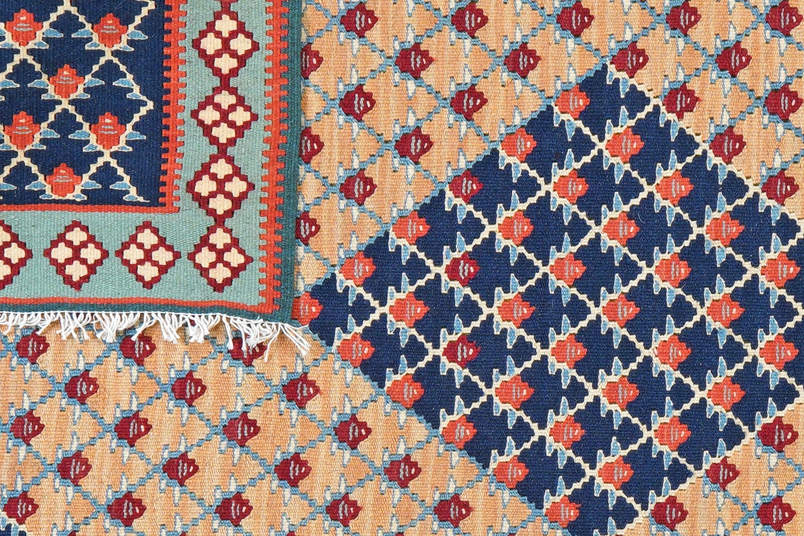 Kelim Senneh — Handmade, 102x154 cm, Beige, 100% Virgin Wool | View 6