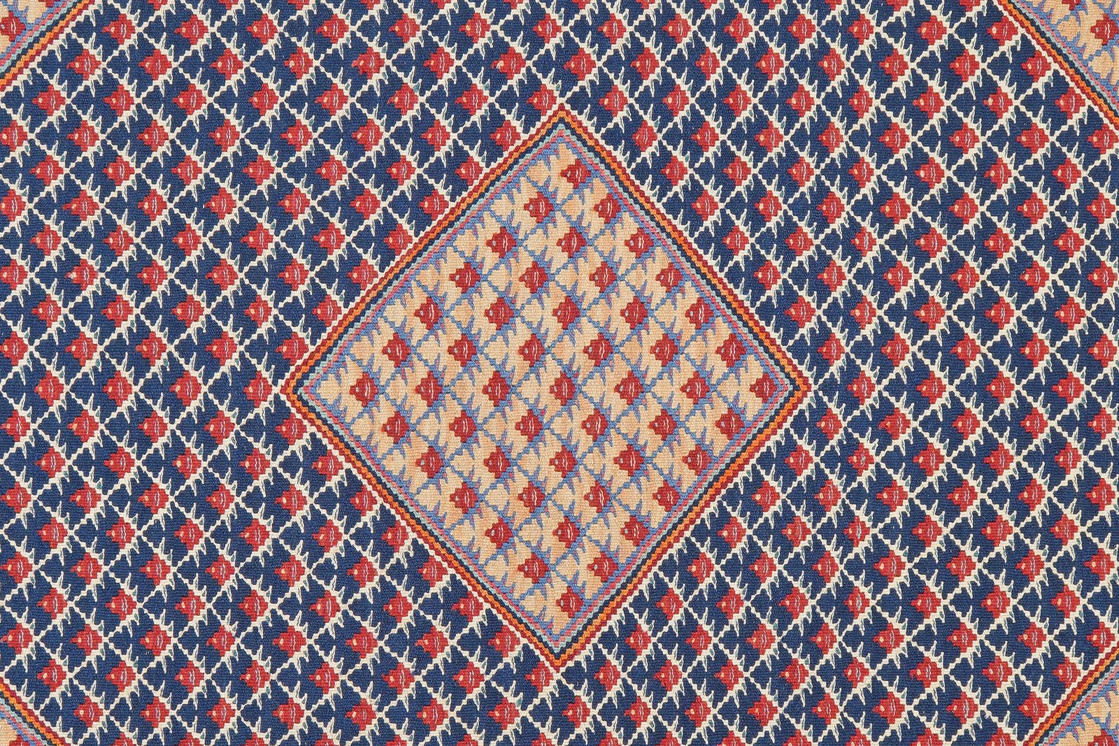 Kelim Senneh — Handmade, 152x195 cm, Blue, 100% Virgin Wool | View 5