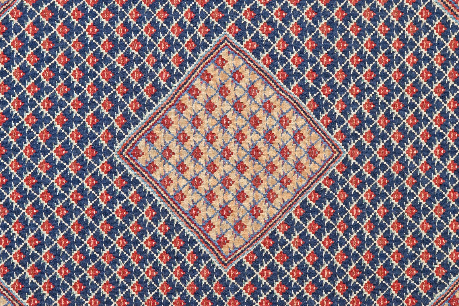 Kelim Senneh — Handmade, 151x198 cm, Blue, 100% Virgin Wool | View 5