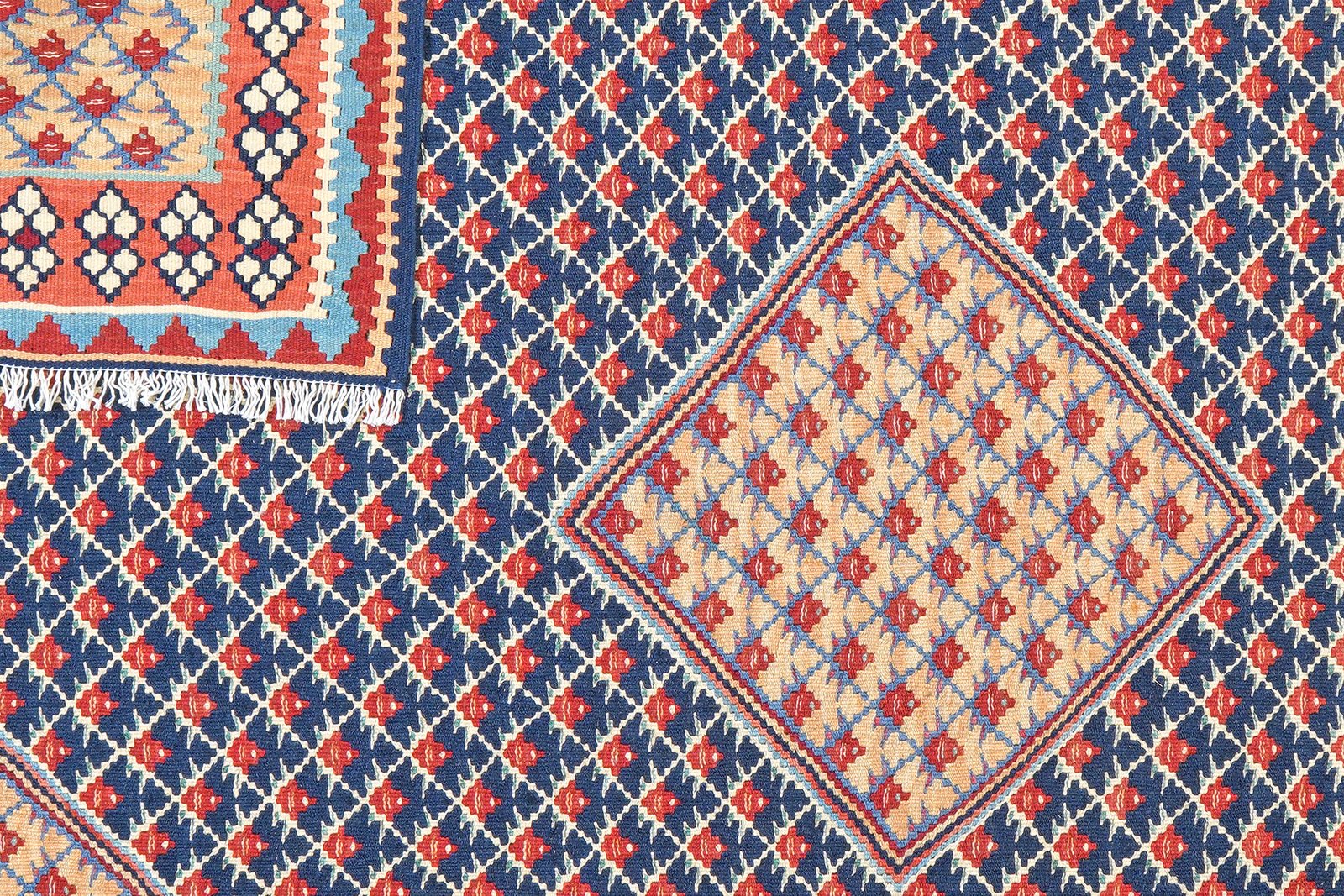 Kelim Senneh — Handmade, 151x198 cm, Blue, 100% Virgin Wool | View 6