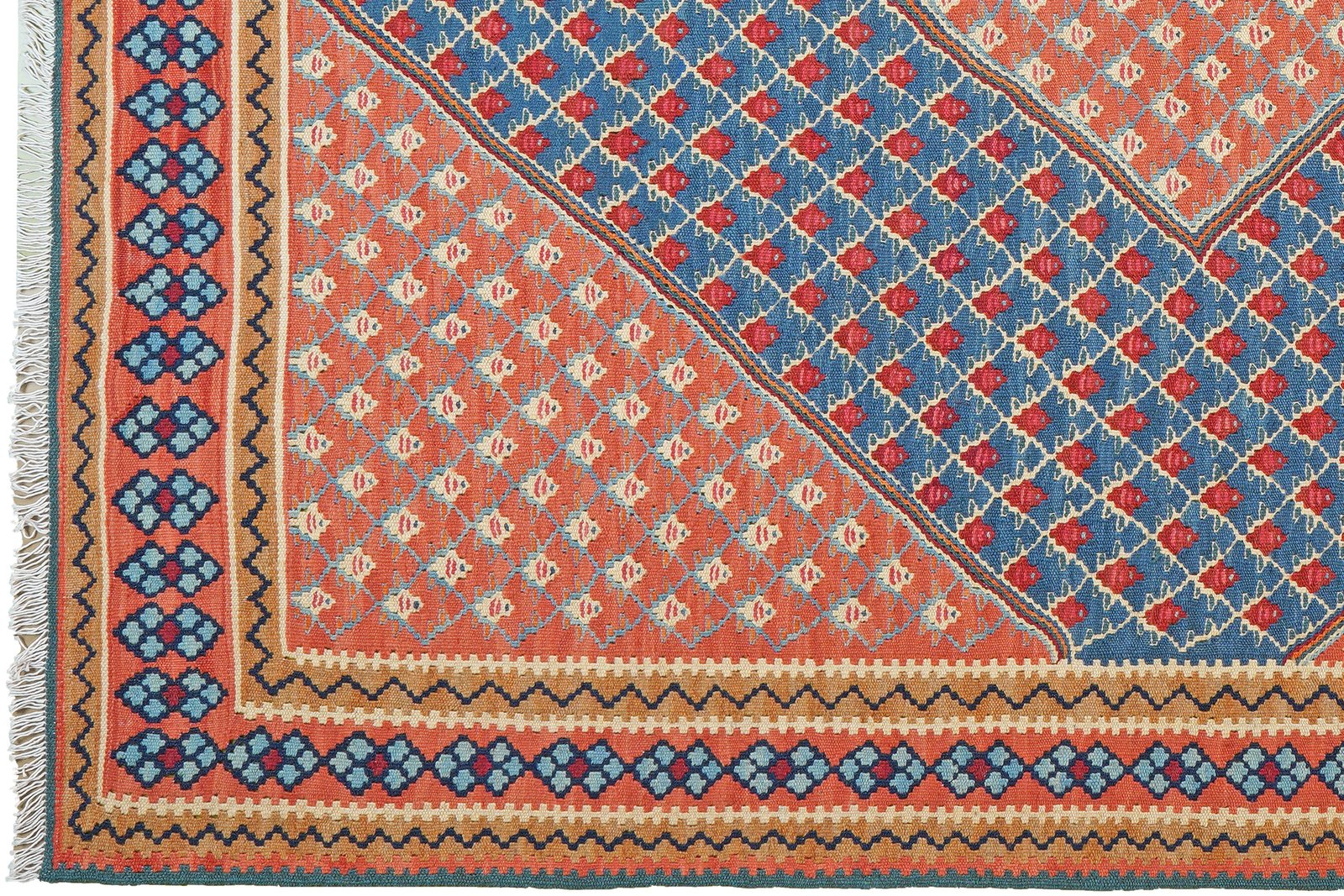 Kelim Senneh — Handmade, 154x198 cm, Blue, 100% Virgin Wool | View 3