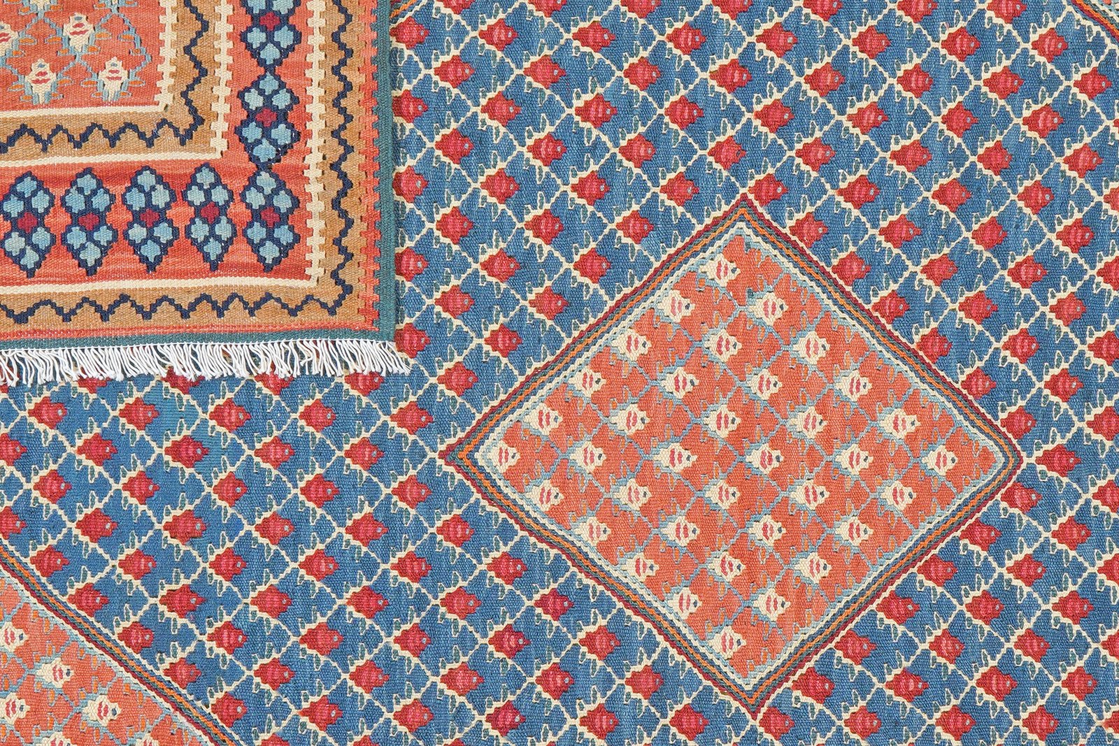 Kelim Senneh — Handmade, 154x198 cm, Blue, 100% Virgin Wool | View 6