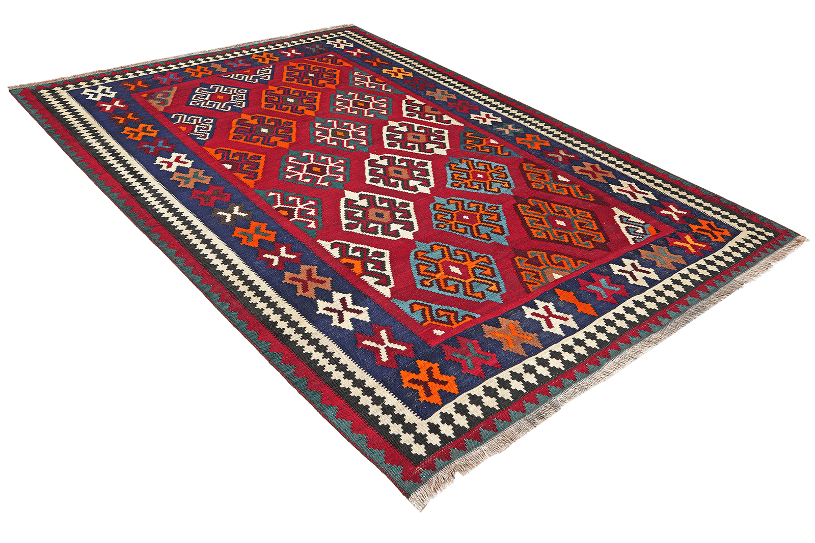 Kelim Gashgai Old — Handmade, 158x172 cm, Red, 100% Virgin Wool | View 4