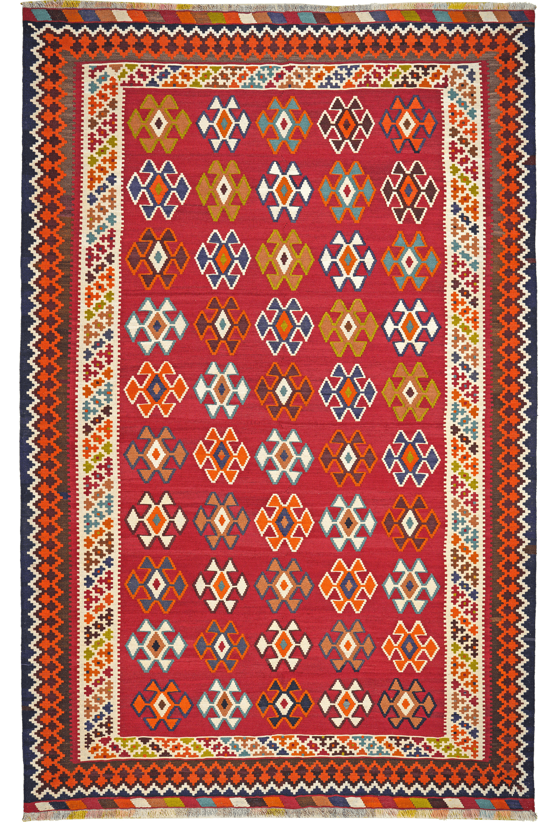 Kelim Gashgai Old — Handmade, 179x282 cm, Red, 100% Virgin Wool | Main view