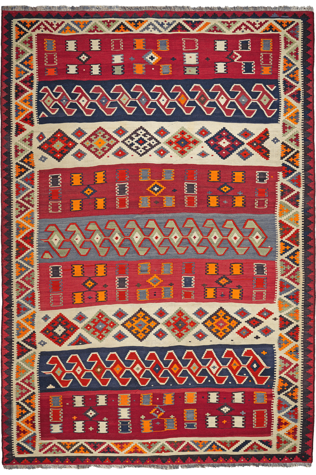 Kelim Gashgai Old — Handmade, 185x272 cm, Multicolor, 100% Virgin Wool | Main view